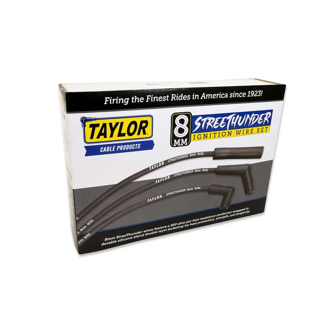 50055 – TAYLOR CABLE Spark Plug Wire Set, Unassembled Black 8 Millimeter Diameter Silicone Kevlar Helically Spiral Wo...